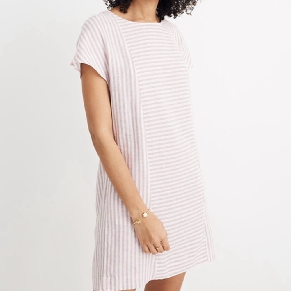 Madewell Purple and White Striped shift Dress